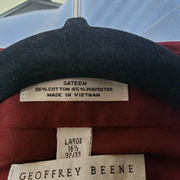 Geoffrey Beene Classic Fit Men’s Burgundy Long Sleeve Button-Down Shirt 16.5 POE - Picture 9 of 9